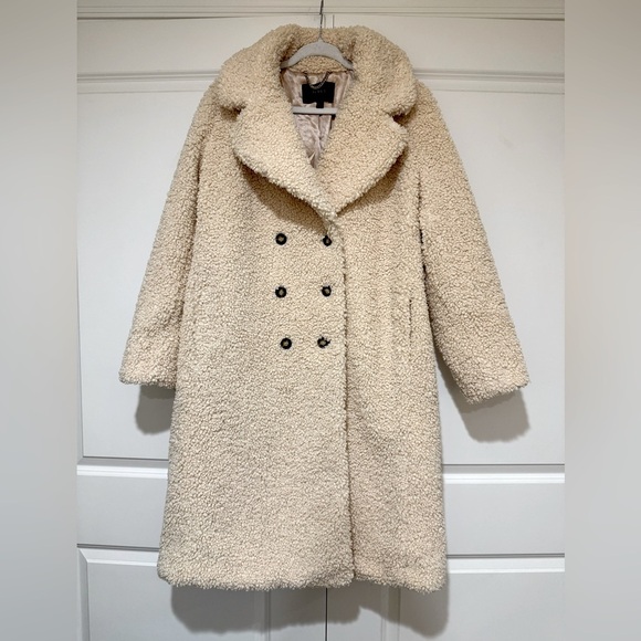 J. Crew Double Breasted Teddy Sherpa Topcoat NWOT SZ XL  BA523 Cream color - Picture 5 of 10